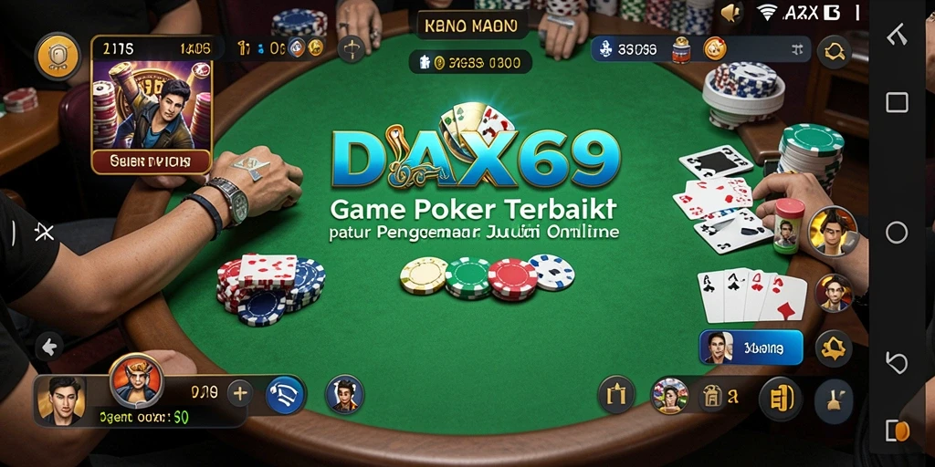 Screenshot DAX69 menunjukkan pemain menikmati permainan Poker dengan antusias.