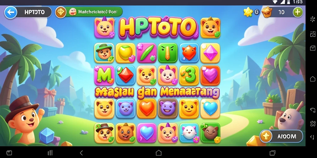 Screenshot gameplay HPTOTO dengan aksi match-3 yang seru.