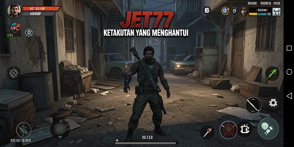 Screenshot gameplay JET77 yang menampilkan suasana horor dan ketegangan.
