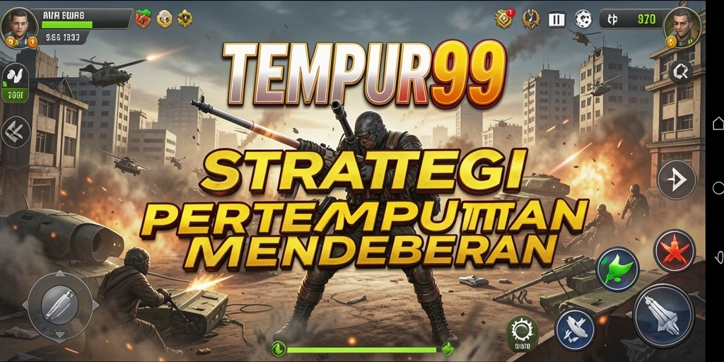 Screenshot TEMPUR99 menampilkan aksi pertempuran strategi yang seru.